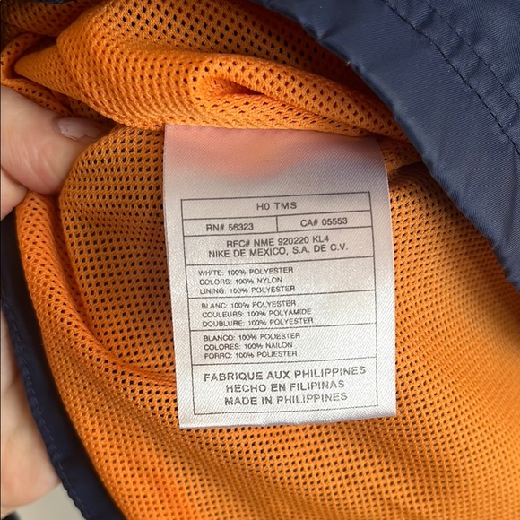 Nike 2000s Vintage Navy, White and Orange Windbreaker Back Spellout Jacket - Picture 7 of 7
